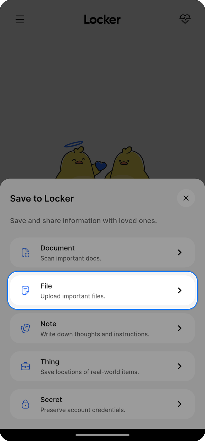 File row in Save to Locker menu