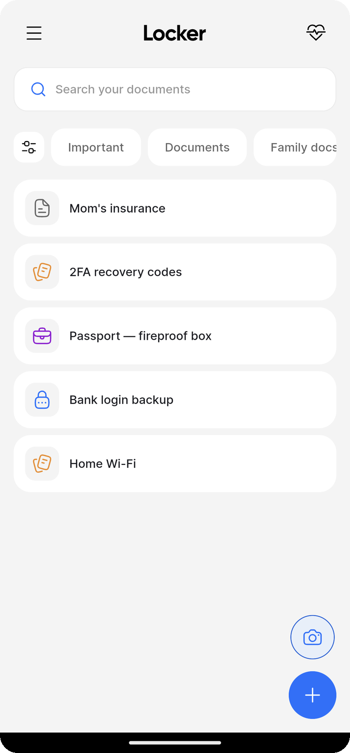 Locker home with filter chips and Home Wi-Fi note