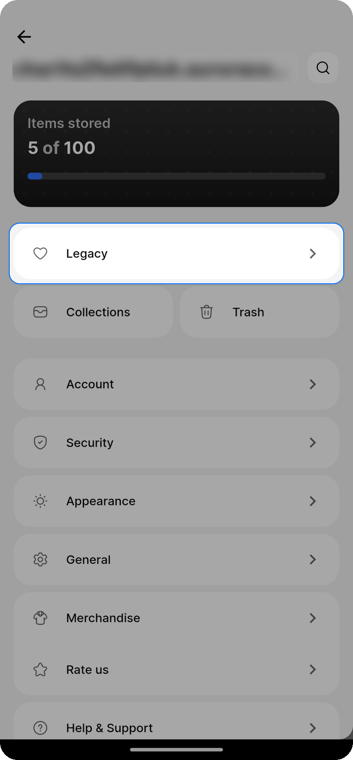 Legacy entry in Locker drawer