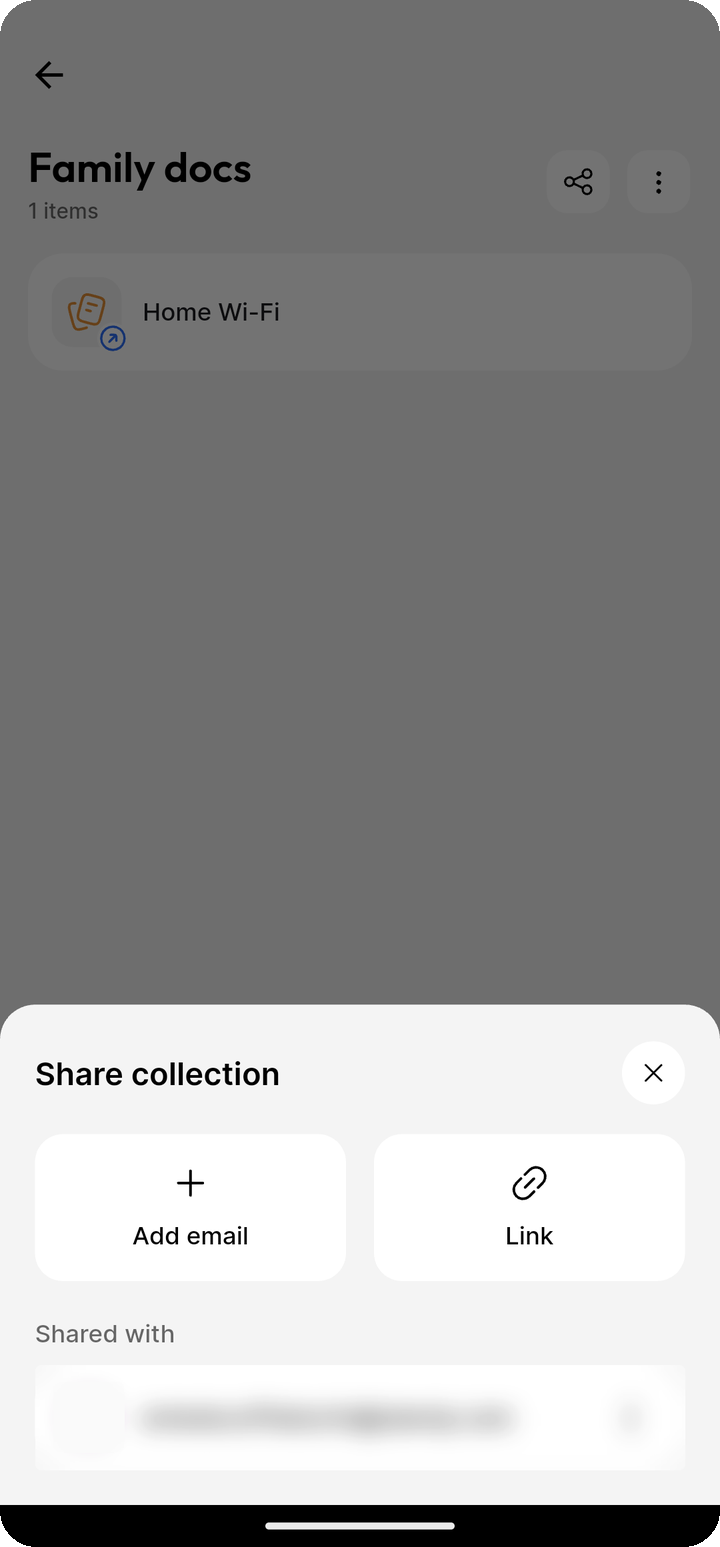 Collection shared with an Ente user (email frosted)
