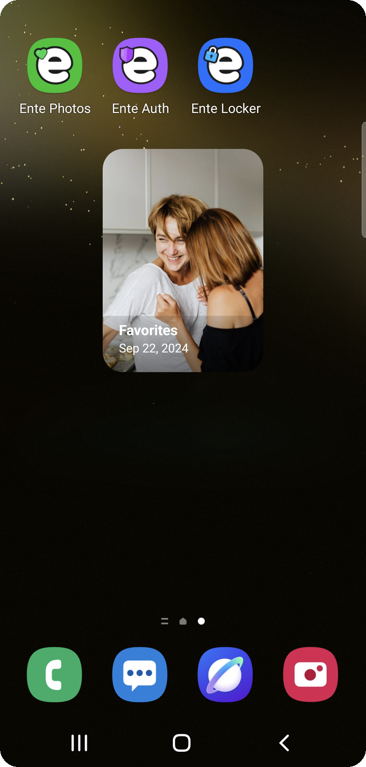 Albums home screen widget on Android before customize on Ente Photos