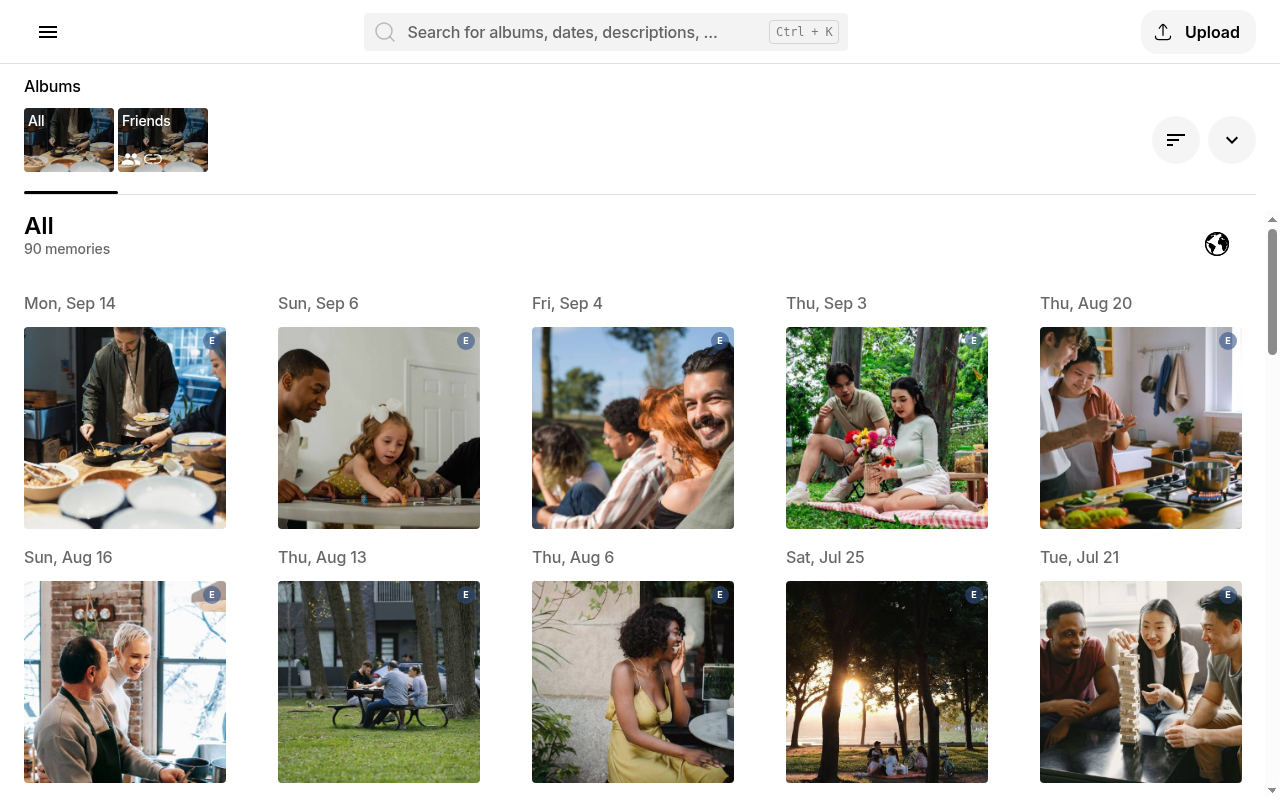 Shared album appearing in the recipient library on Ente Photos web